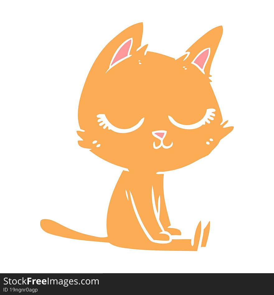 calm flat color style cartoon cat