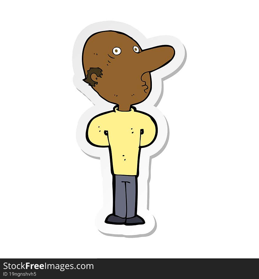 sticker of a cartoon balding man