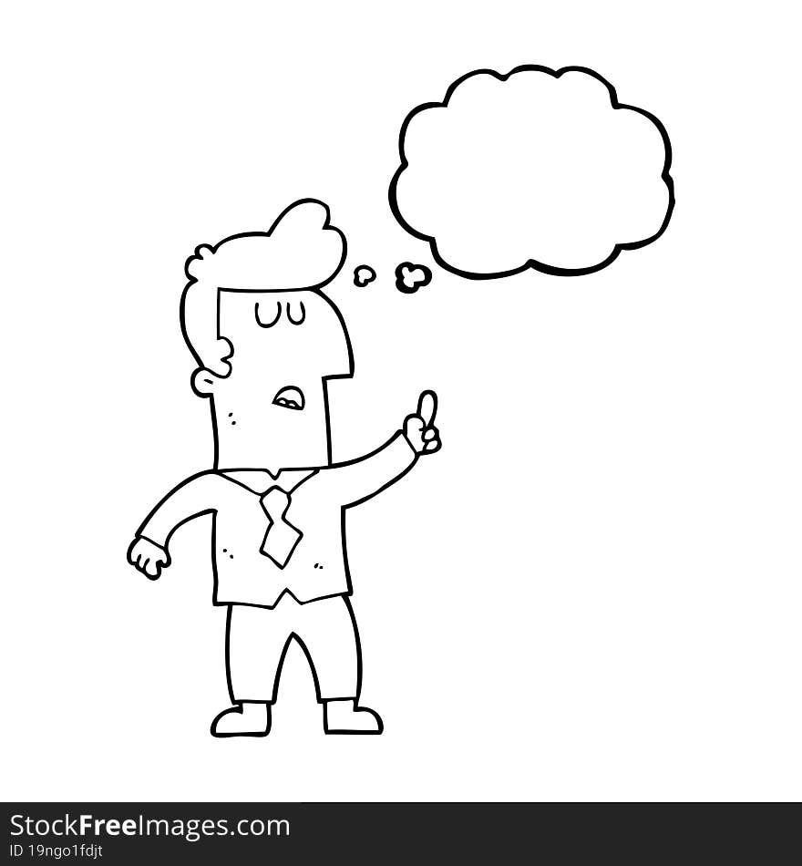 freehand drawn thought bubble cartoon businessman