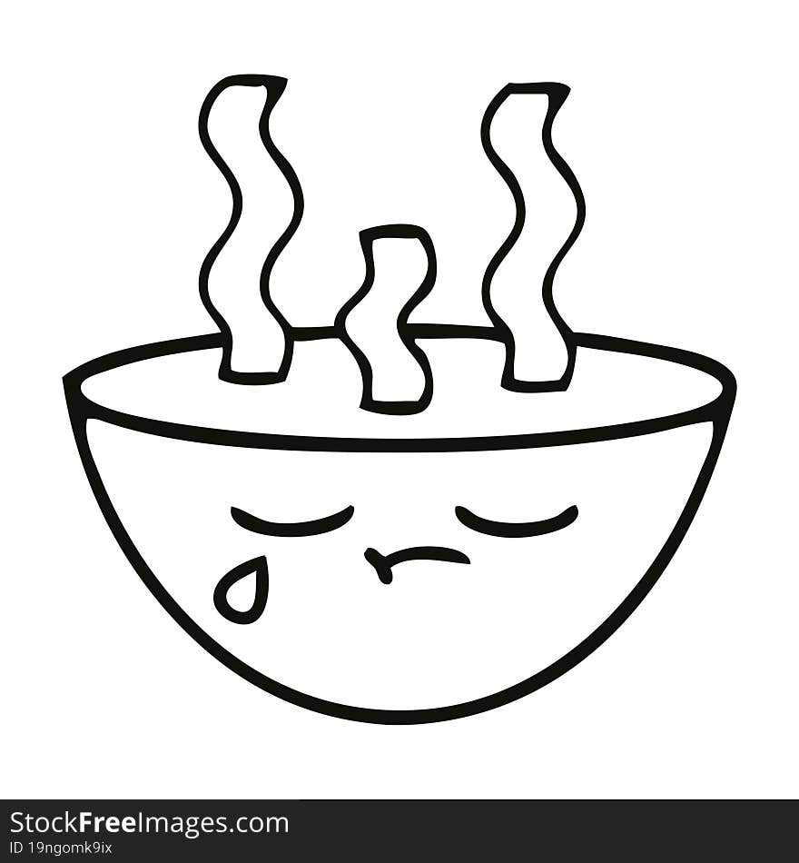 Line Drawing Cartoon Bowl Of Hot Soup