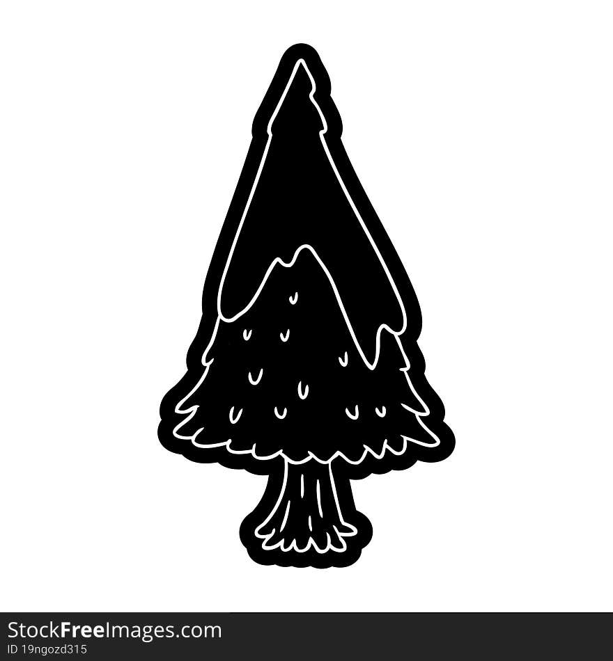 cartoon icon single snow covered tree. cartoon icon single snow covered tree