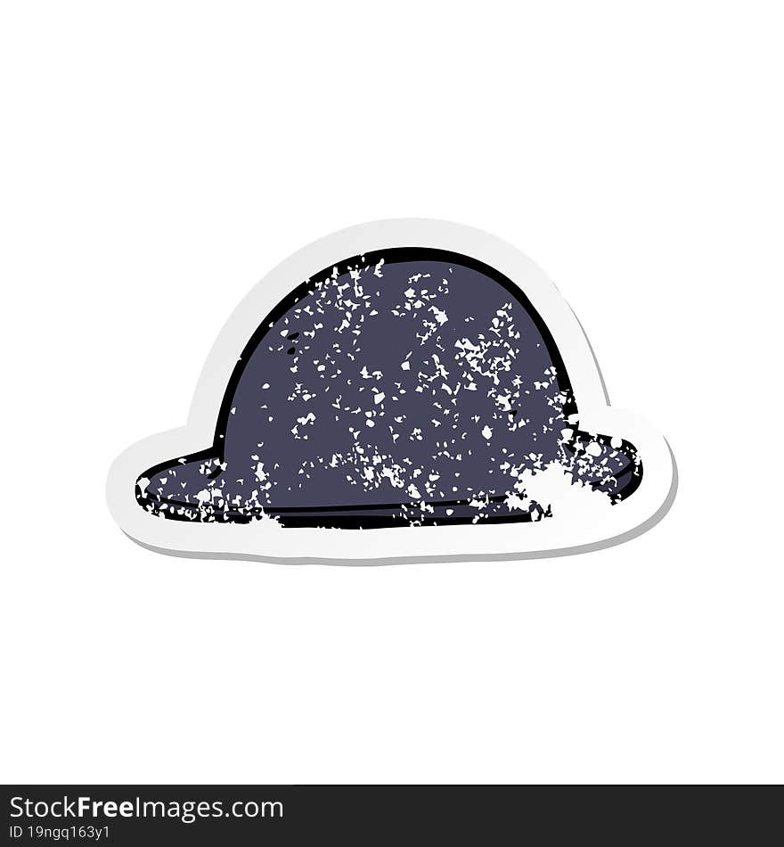 retro distressed sticker of a cartoon old bowler hat