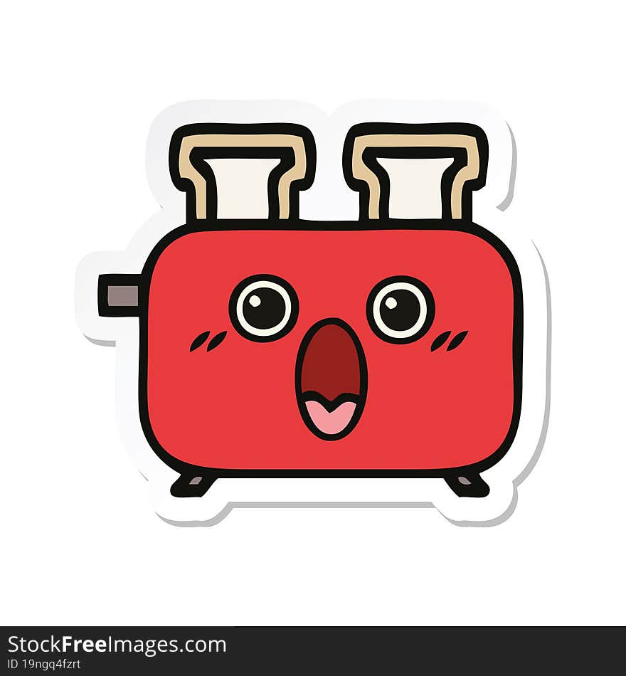 sticker of a cute cartoon of a toaster