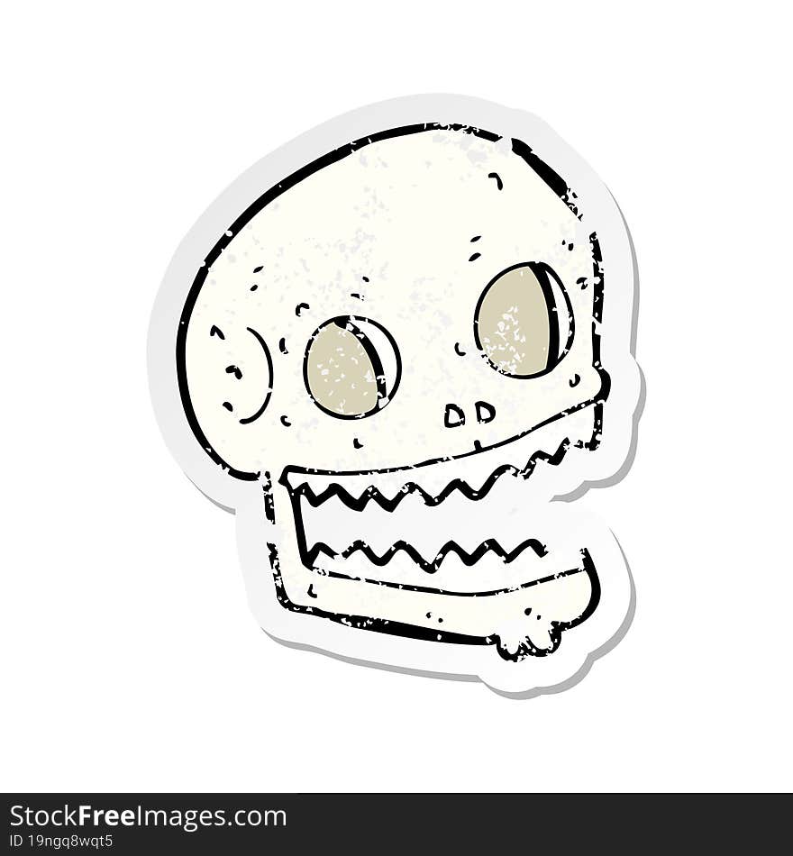 Retro Distressed Sticker Of A Cartoon Spooky Skull