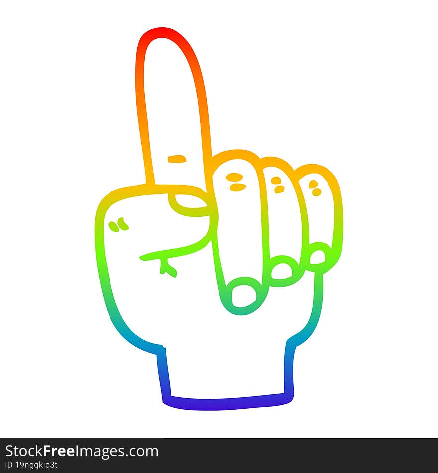 rainbow gradient line drawing cartoon pointing hand