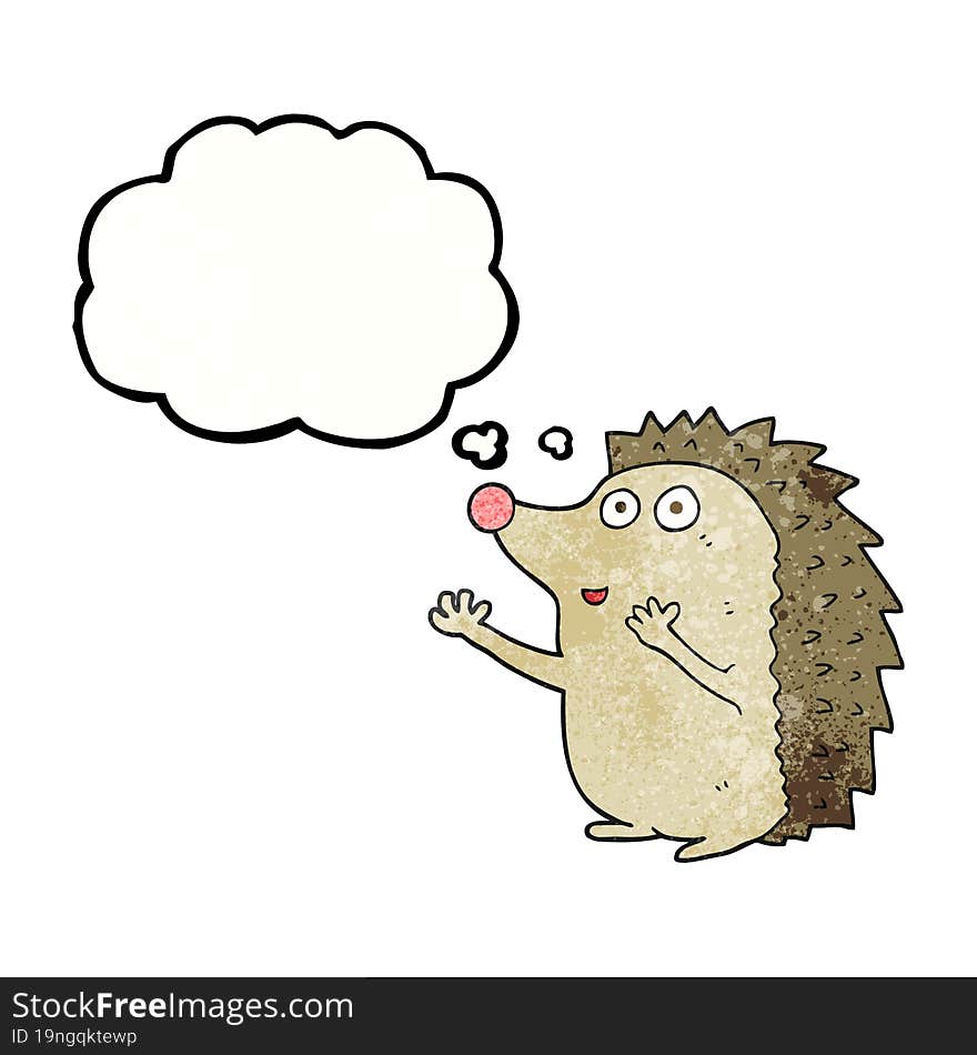 thought bubble textured cartoon cute hedgehog