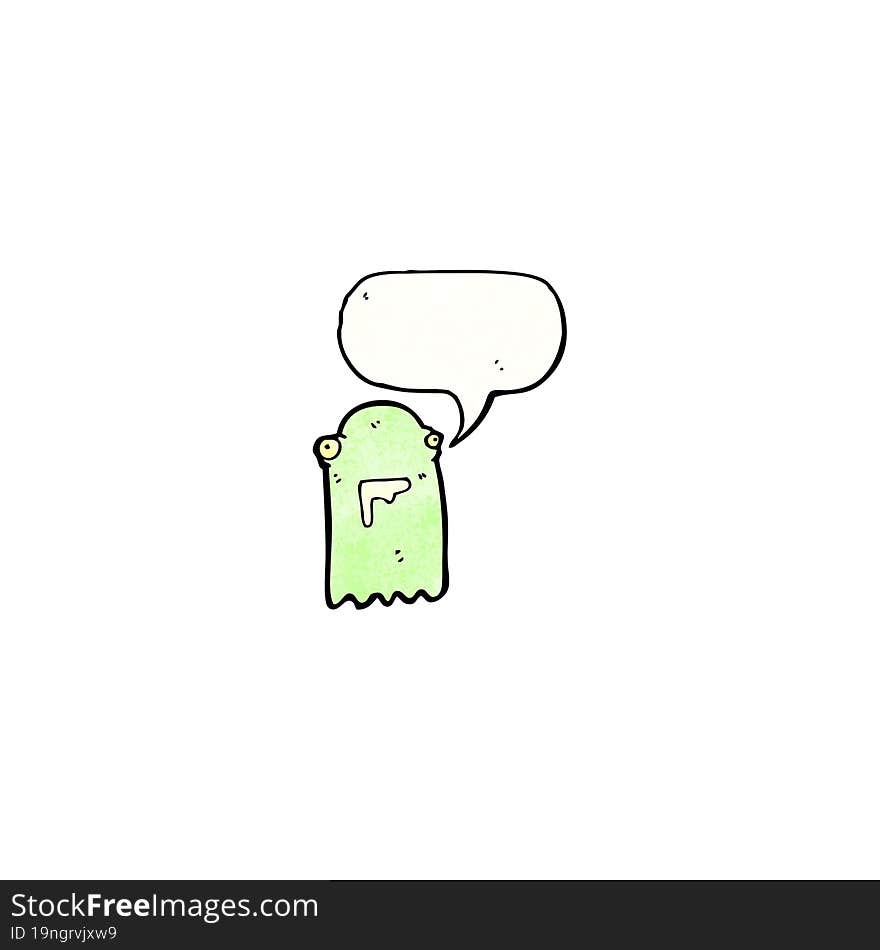 cartoon ghost with speech bubble