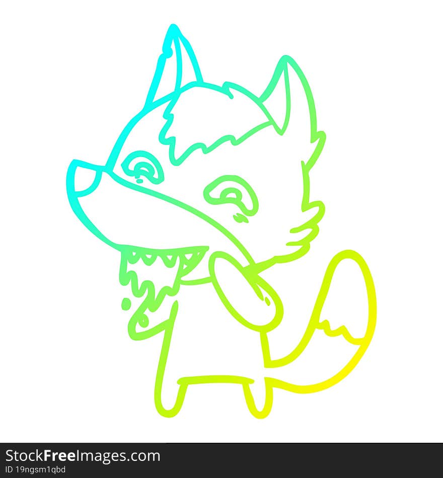 cold gradient line drawing cartoon hungry wolf