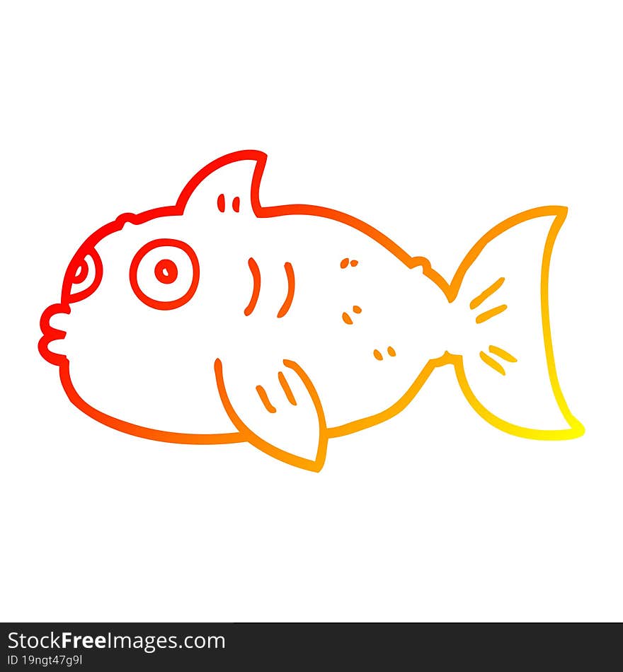 warm gradient line drawing cartoon surprised fish