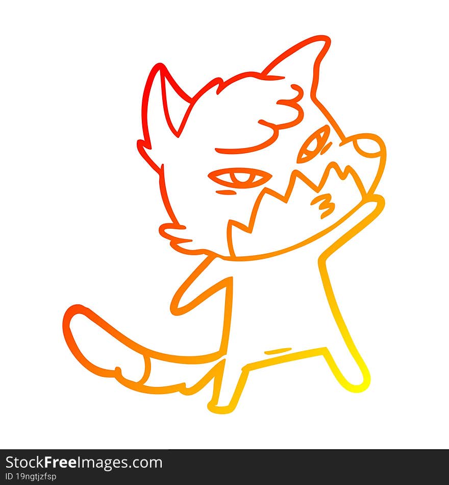 warm gradient line drawing clever cartoon fox