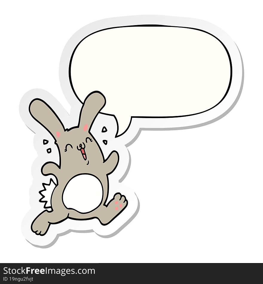 Cartoon Rabbit And Speech Bubble Sticker