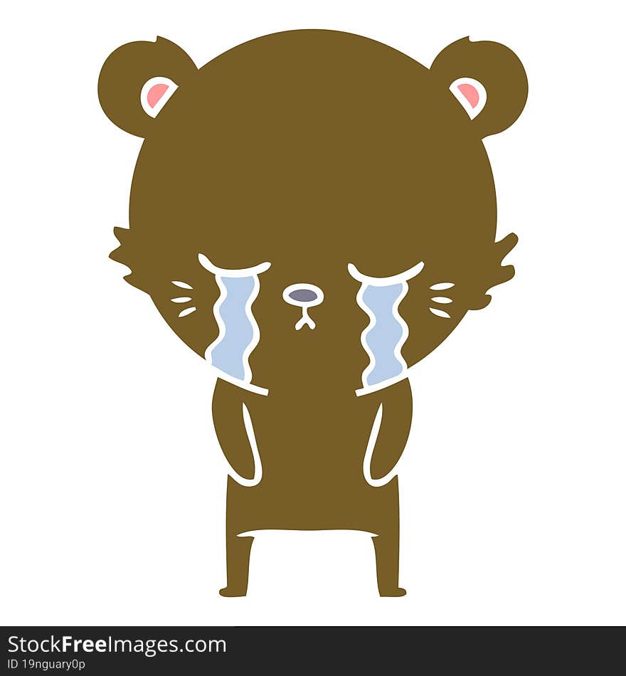 crying flat color style cartoon bear