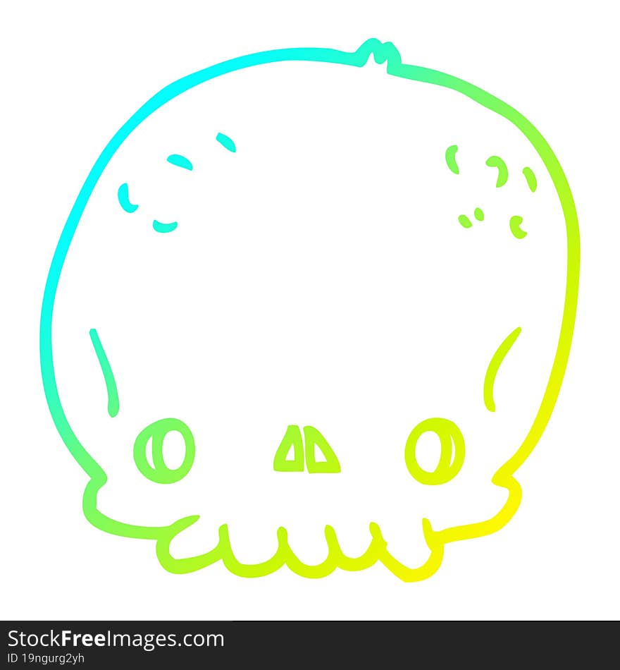 cold gradient line drawing cartoon skull