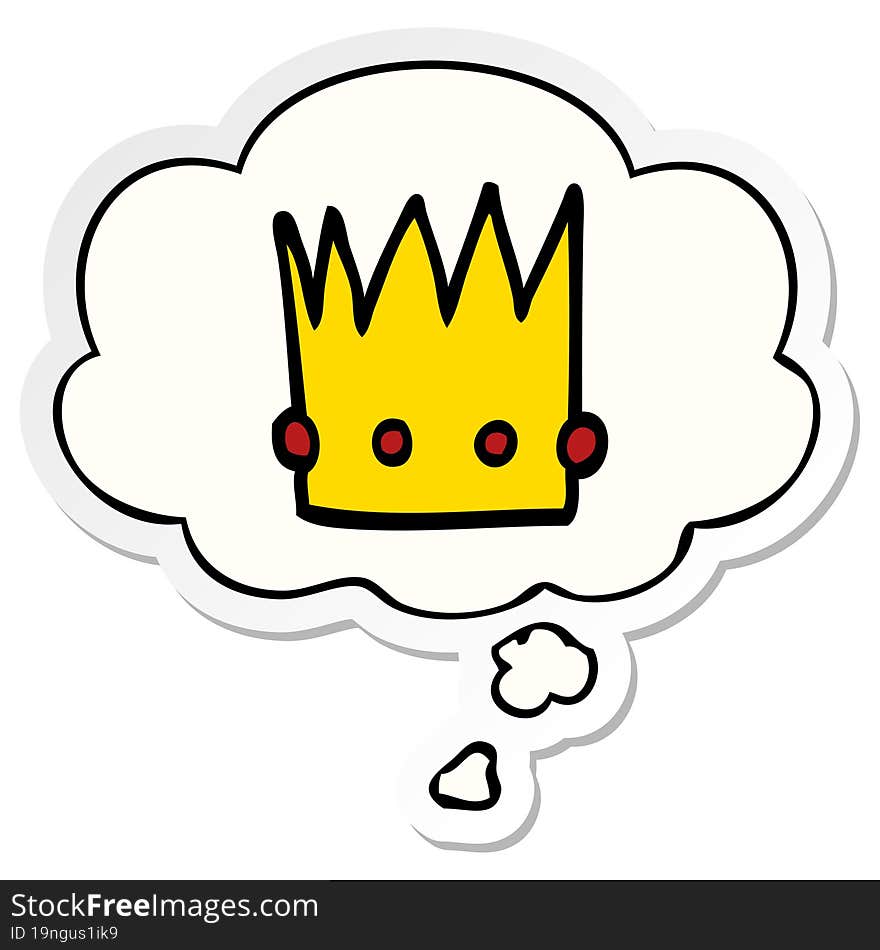 Cartoon Crown And Thought Bubble As A Printed Sticker