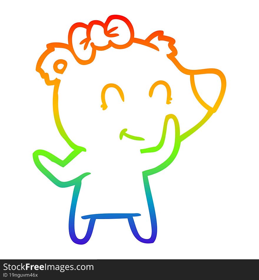 rainbow gradient line drawing female polar bear cartoon