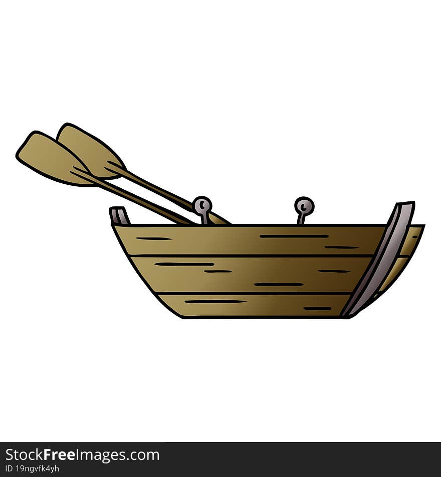 hand drawn gradient cartoon doodle of a wooden row boat