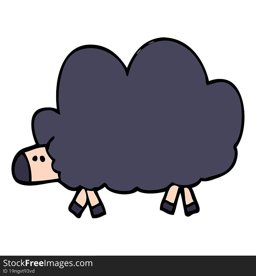 cartoon doodle of a black sheep