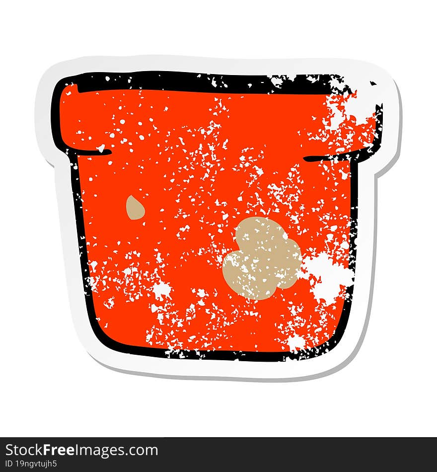 distressed sticker of a cartoon plant pot