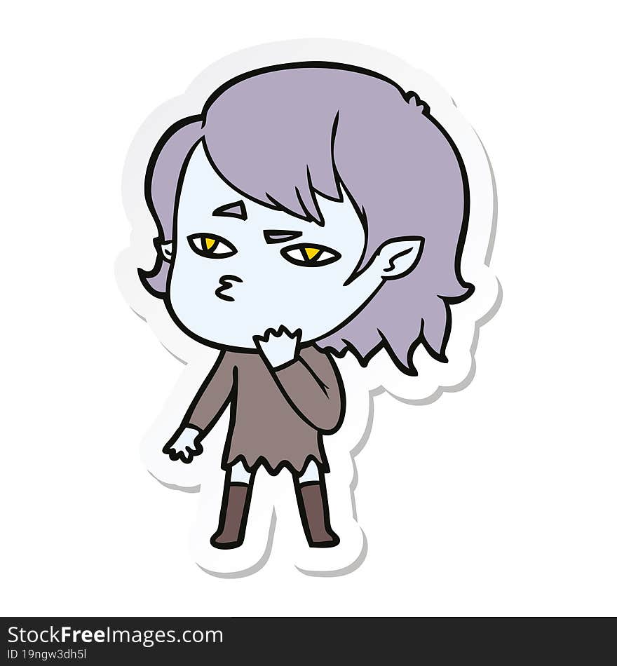 sticker of a cartoon vampire girl