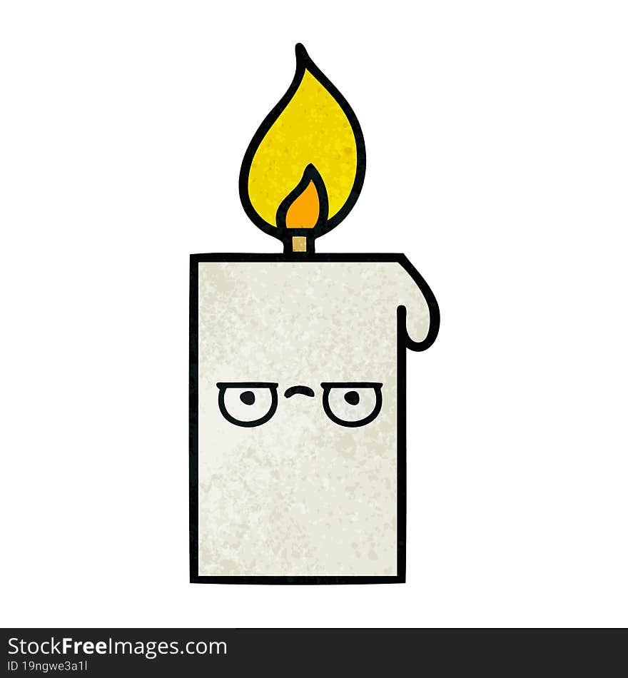 retro grunge texture cartoon of a lit candle