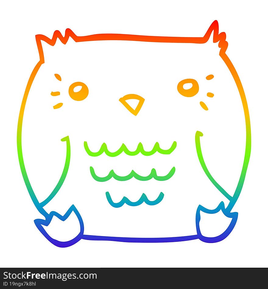 rainbow gradient line drawing cartoon owl