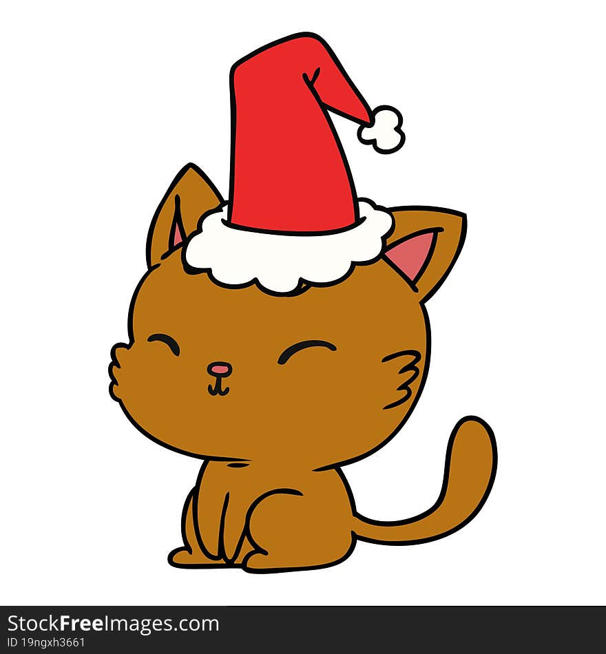 christmas cartoon of kawaii cat