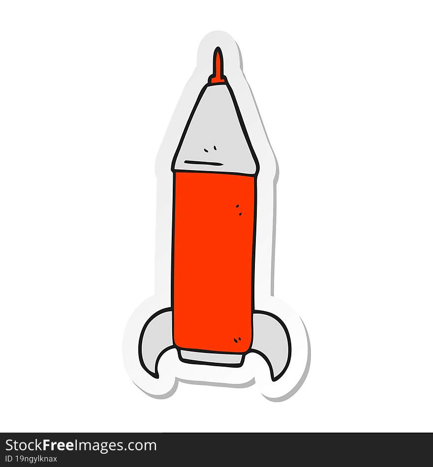 Sticker Of A Cartoon Space Rocket