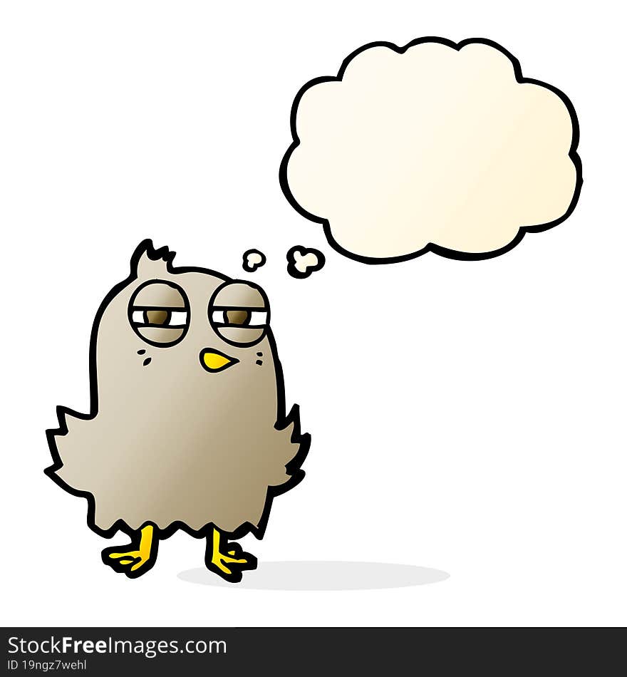 Funny Cartoon Bird With Thought Bubble