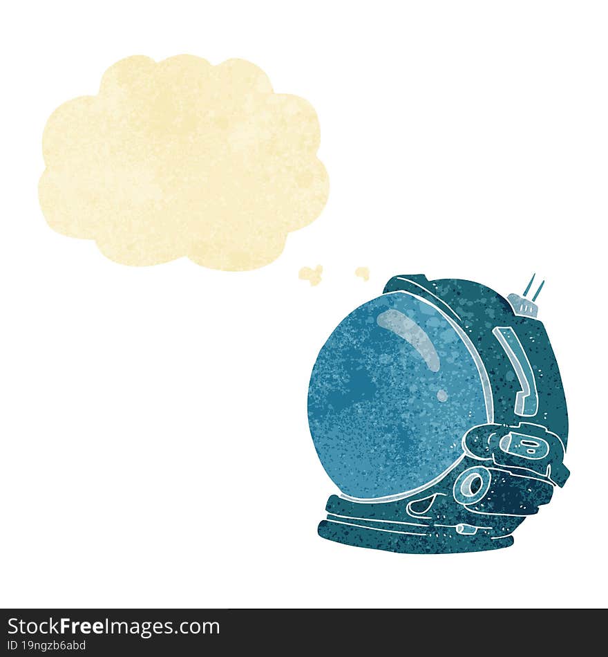 cartoon astronaut helmet with thought bubble