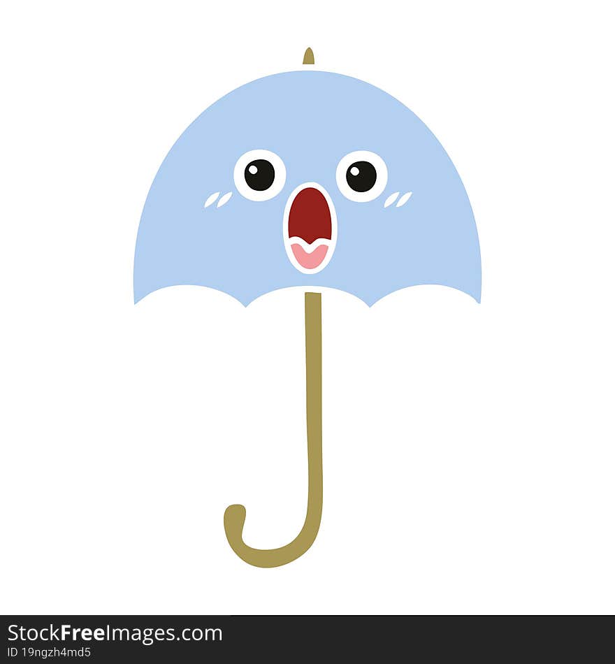 flat color retro cartoon umbrella