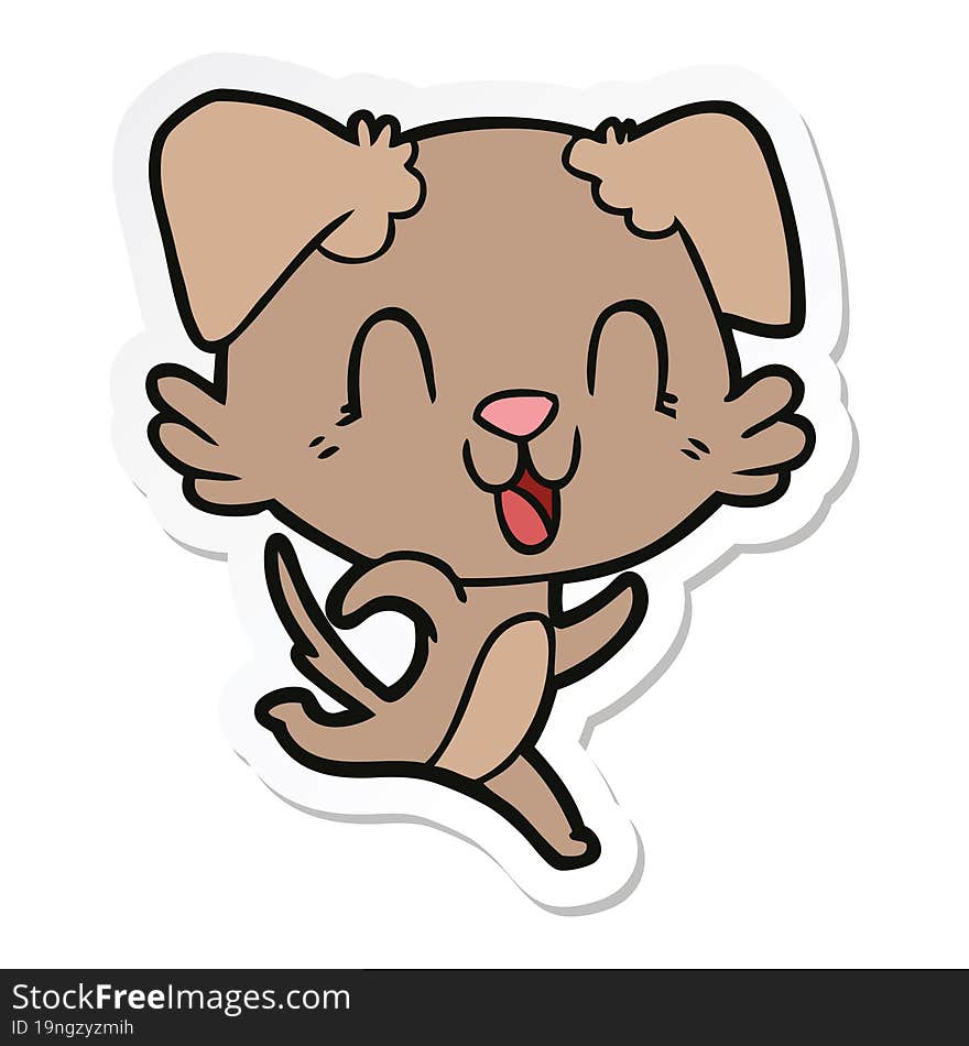 sticker of a laughing cartoon dog