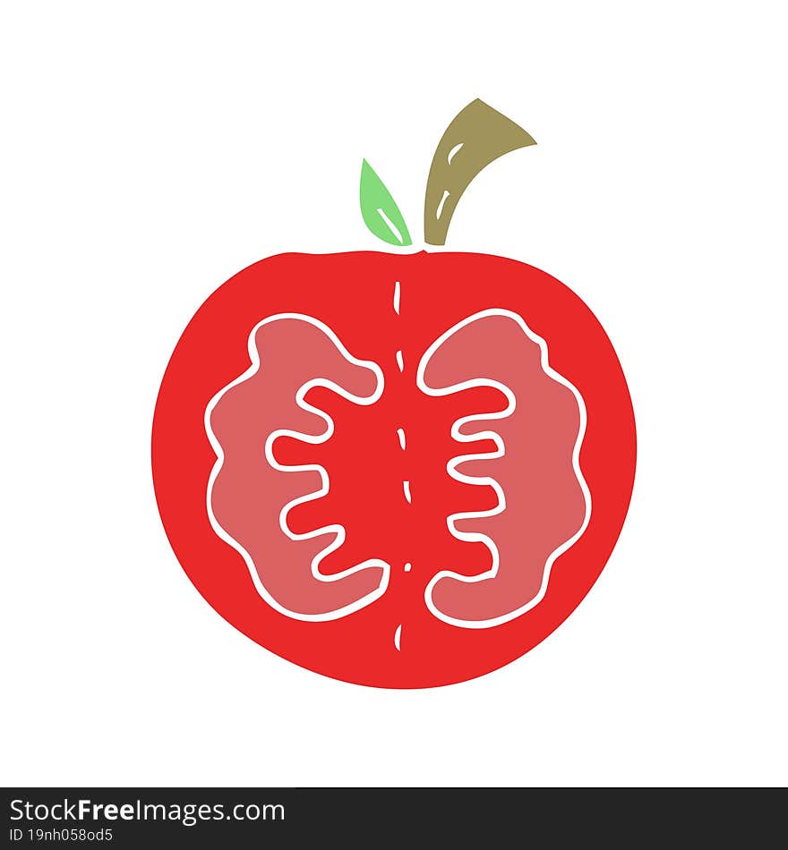 flat color illustration of a cartoon tomato