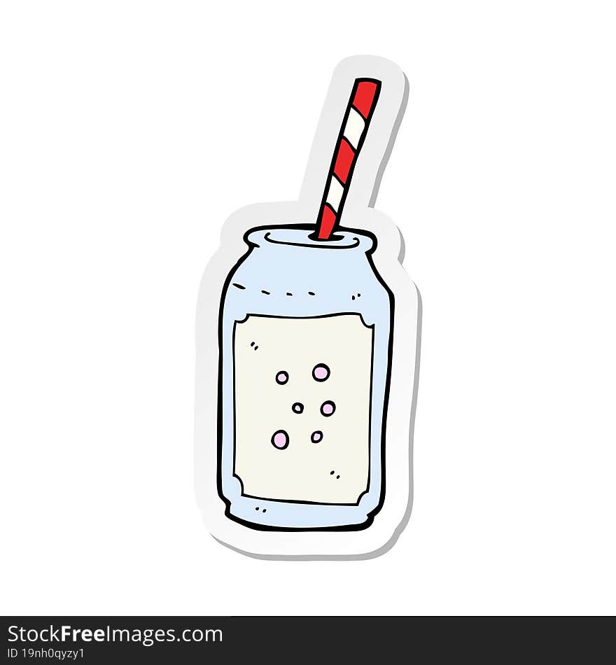 sticker of a cartoon fizzy drink and straw