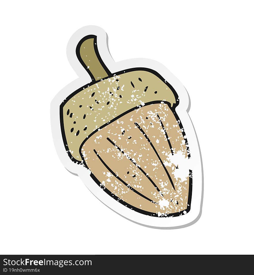 retro distressed sticker of a cartoon acorn