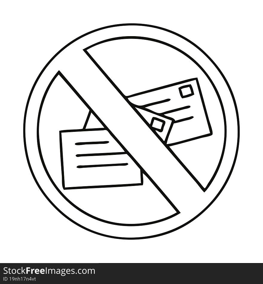 line drawing cartoon of a no post sign