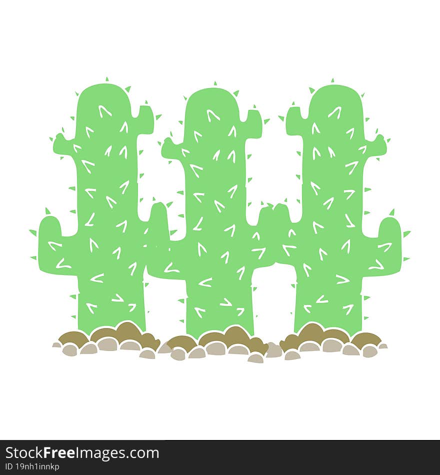 flat color illustration of a cartoon cactus