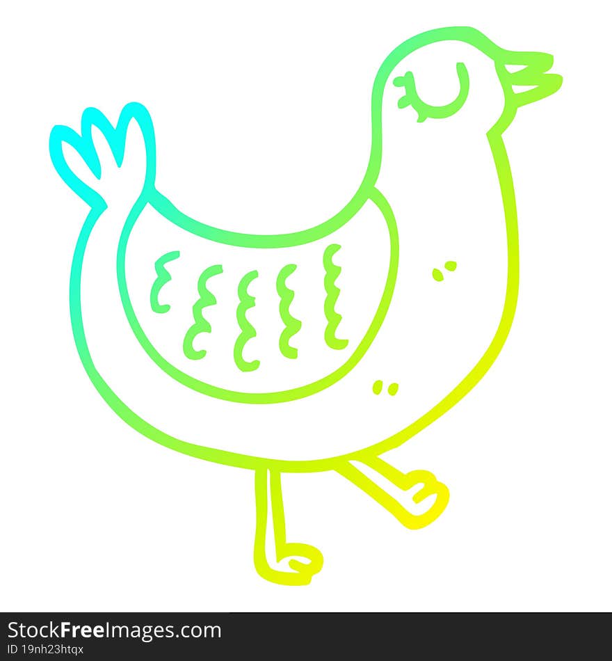 Cold Gradient Line Drawing Cartoon Bird