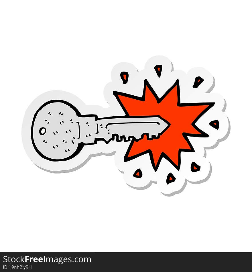 sticker of a cartoon key