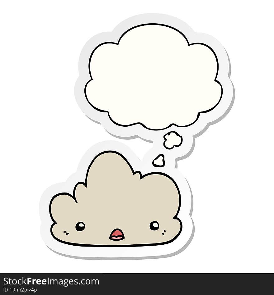 cute cartoon cloud and thought bubble as a printed sticker