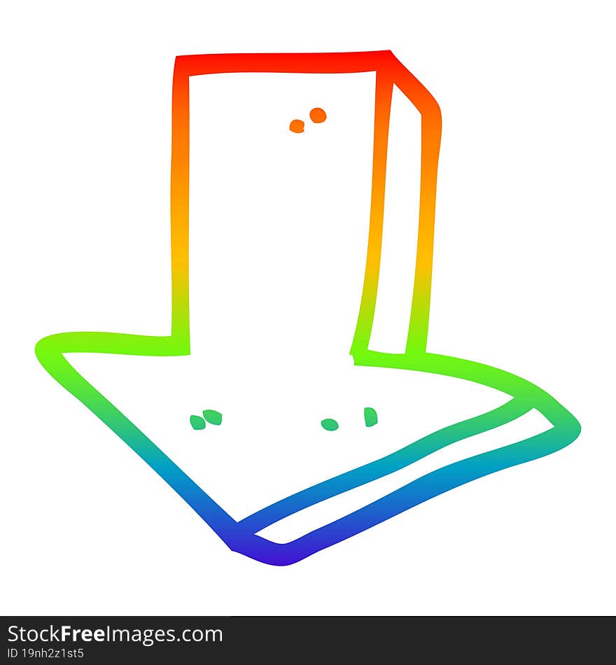 rainbow gradient line drawing cartoon arrow pointing direction