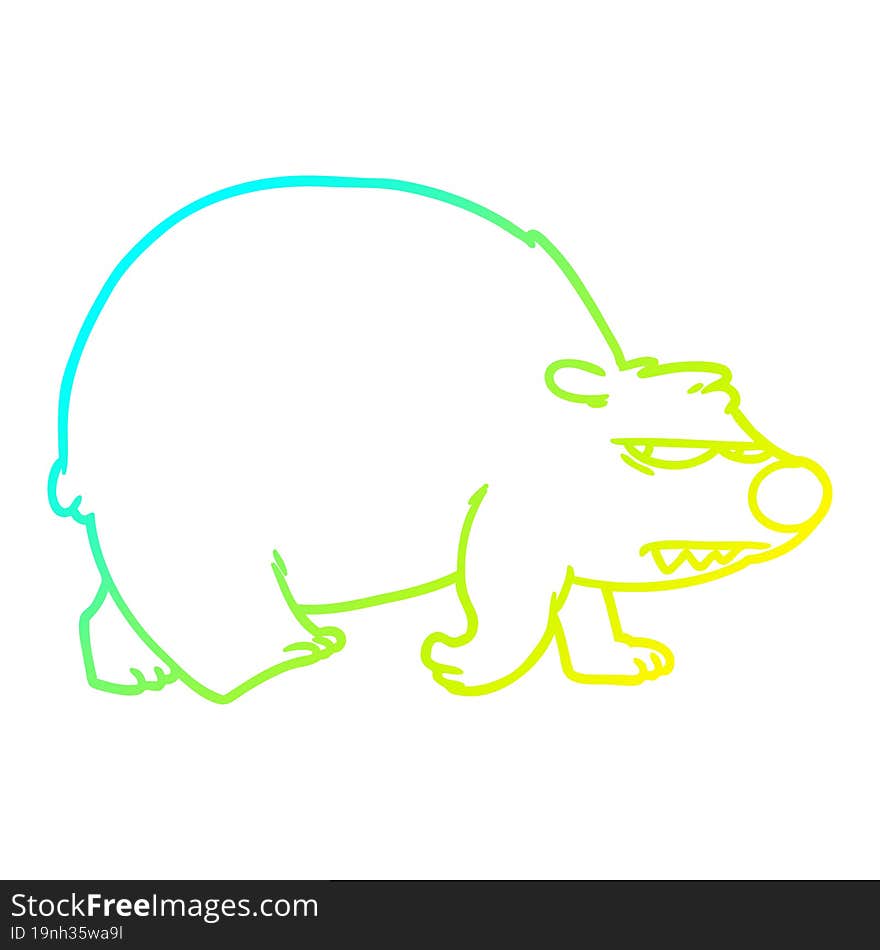 cold gradient line drawing cartoon angry bear