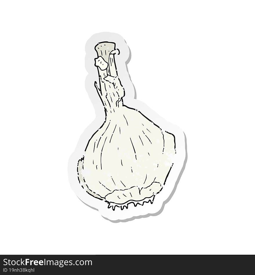 retro distressed sticker of a cartoon garlic