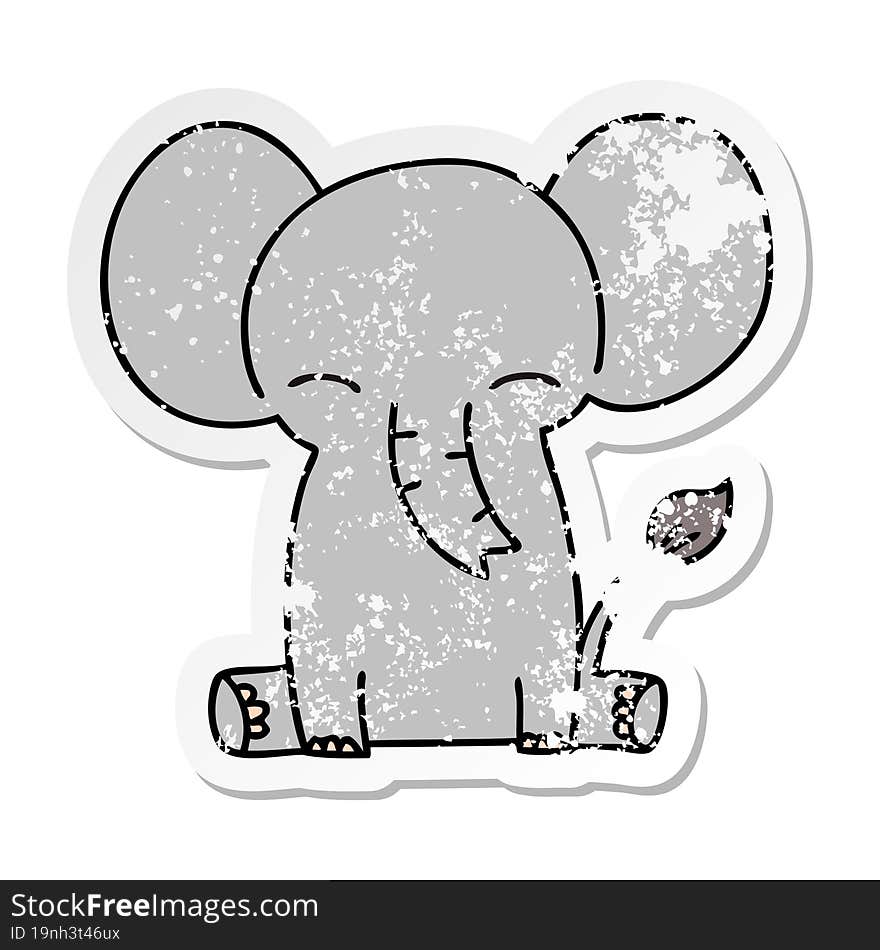 distressed sticker of a quirky hand drawn cartoon elephant