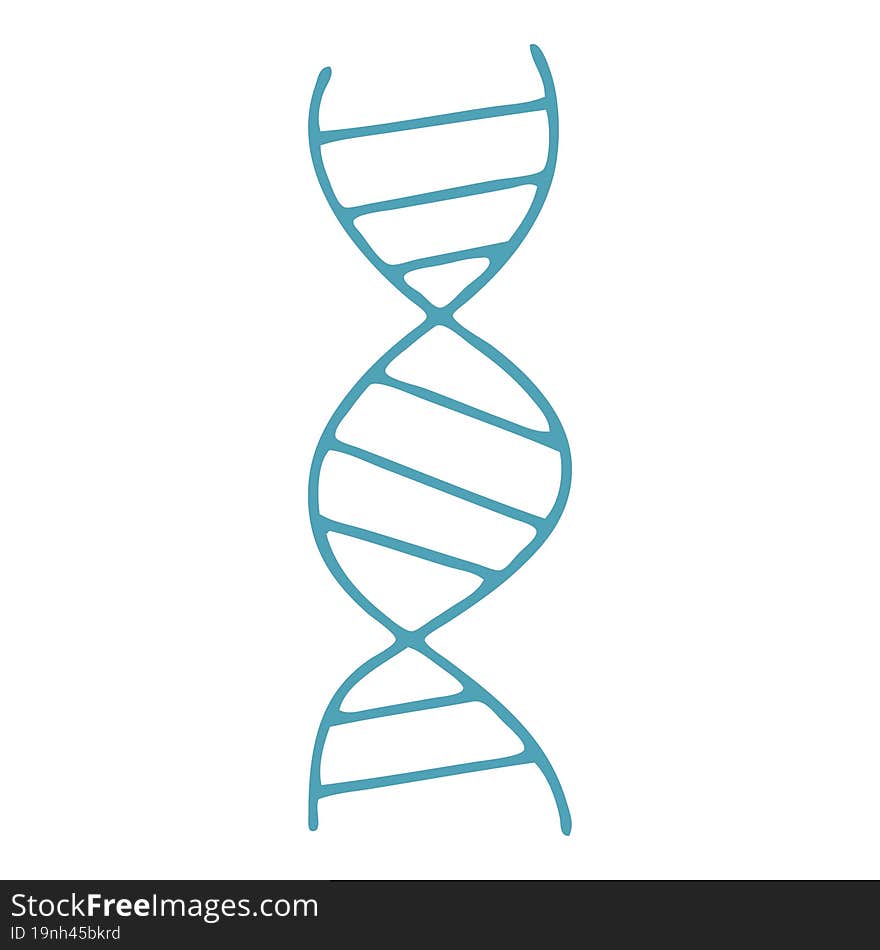 flat color retro cartoon of a DNA strand