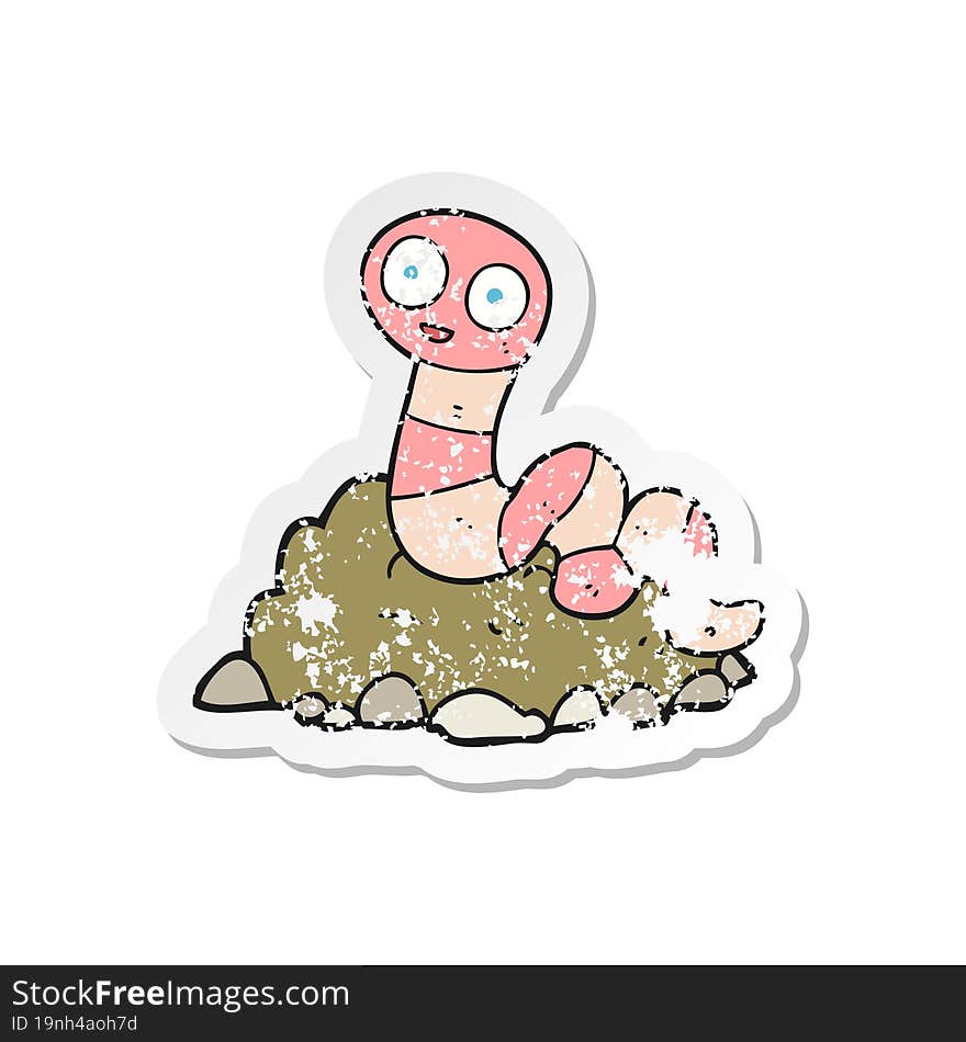 retro distressed sticker of a cartoon earthworm