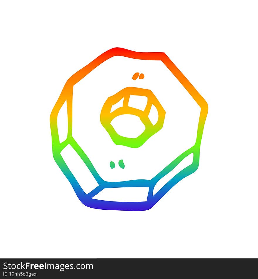 Rainbow Gradient Line Drawing Cartoon Nut