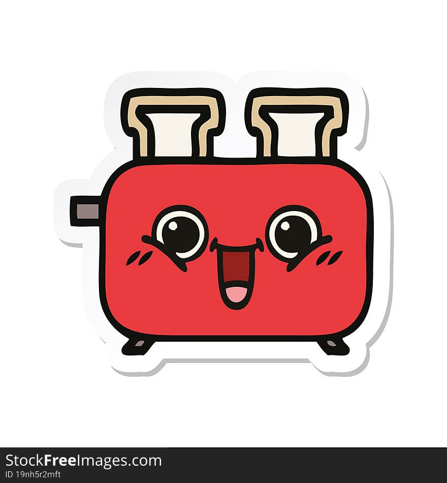 Sticker Of A Cute Cartoon Of A Toaster