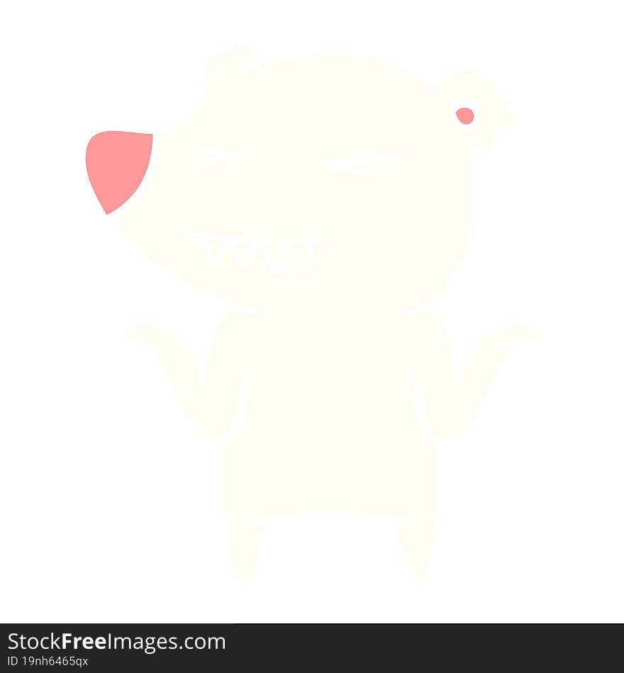 angry polar bear flat color style cartoon shrugging shoulders