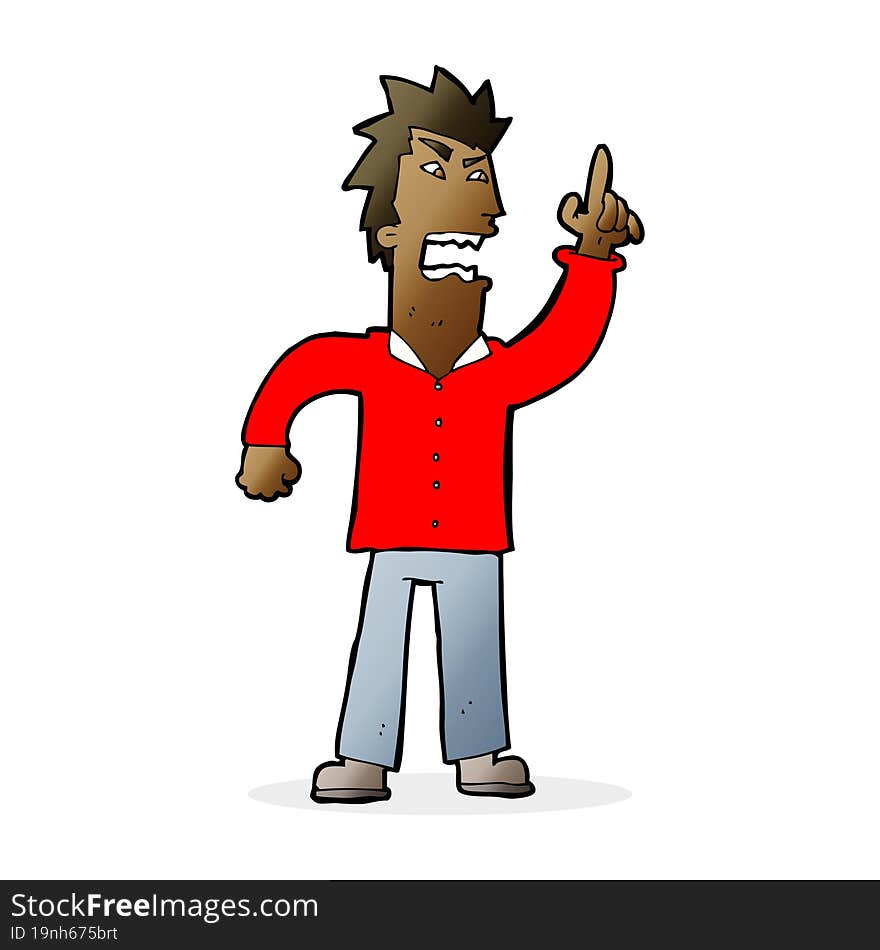 Cartoon Angry Man Making Point