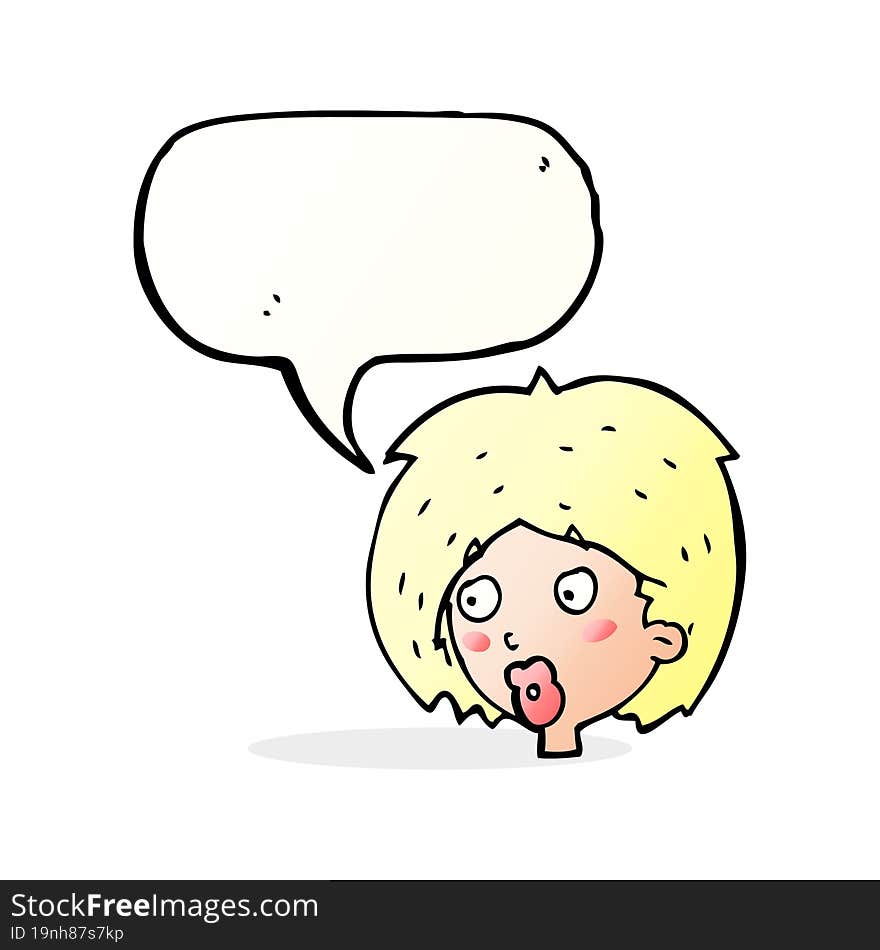 cartoon woman looking with speech bubble